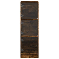 Credenza con Ante in Vetro Rovere Fumo 35x37x109 cm 836389