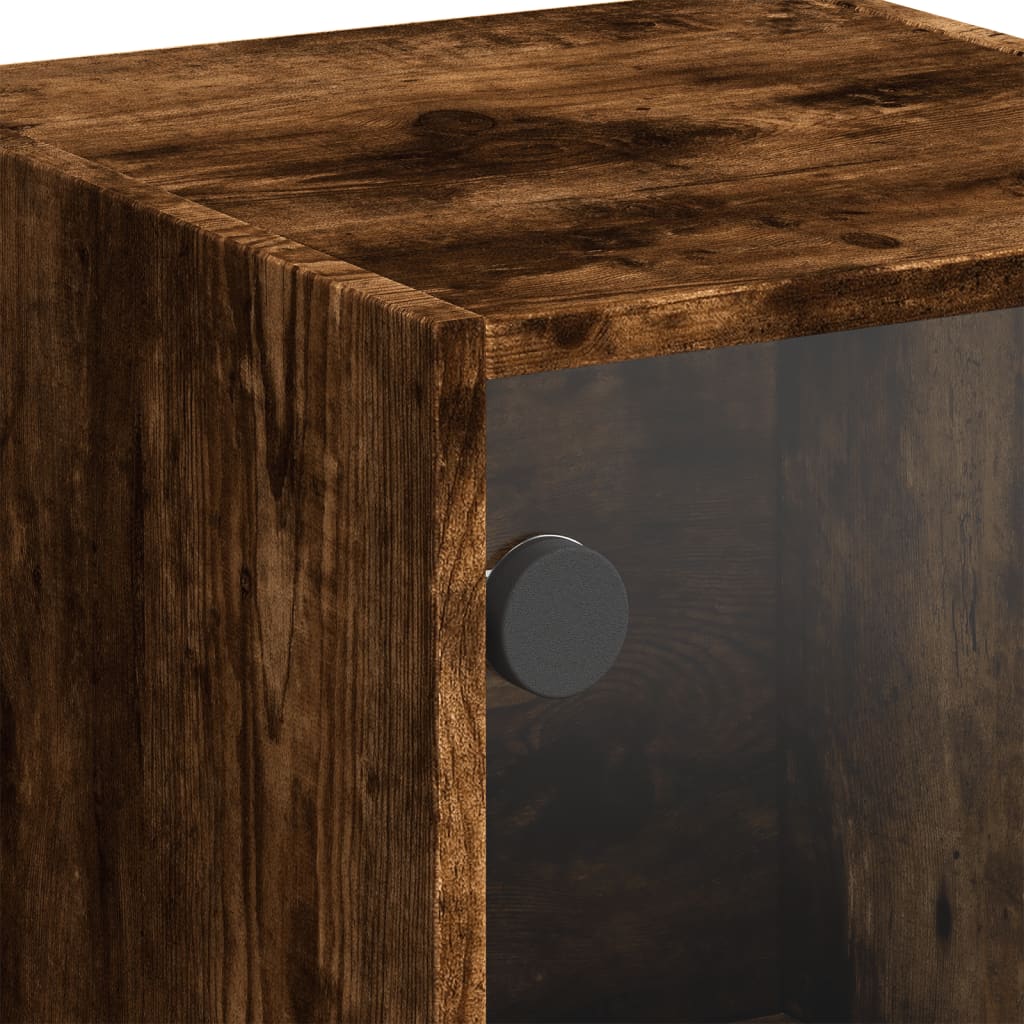 Credenza con Ante in Vetro Rovere Fumo 35x37x109 cm 836389