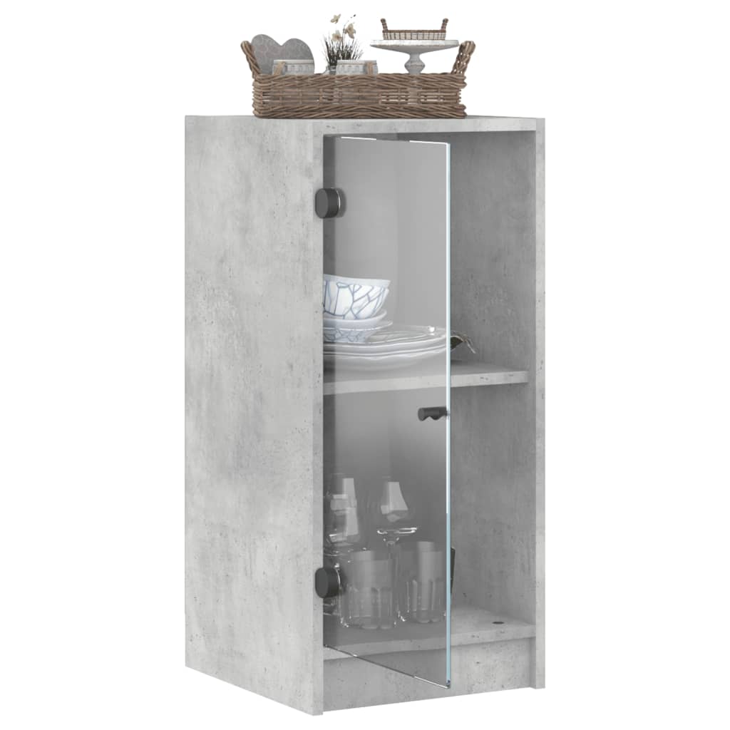 vidaXL Mobile con Ante in Vetro Grigio Cemento 35x37x75,5 cm