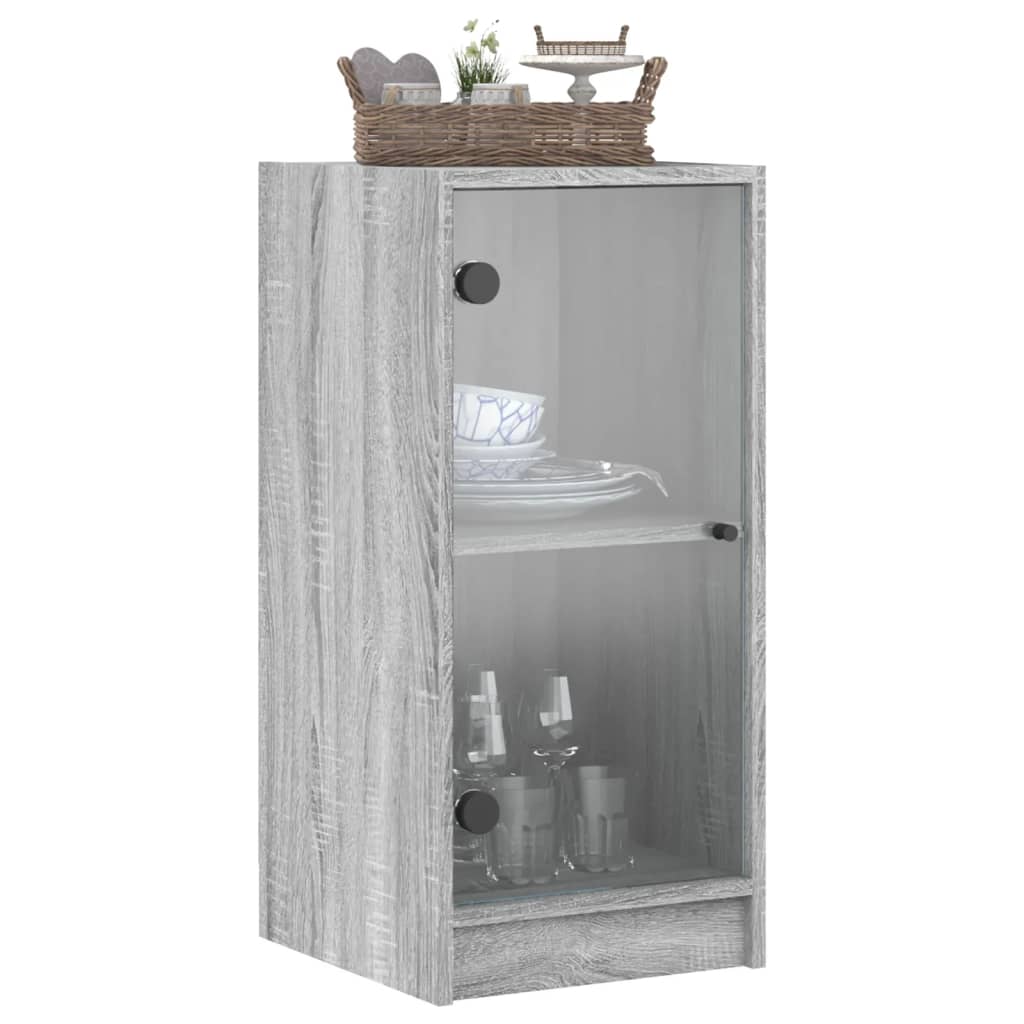 Mobile con Ante in Vetro Grigio Sonoma 35x37x75,5 cm 836404