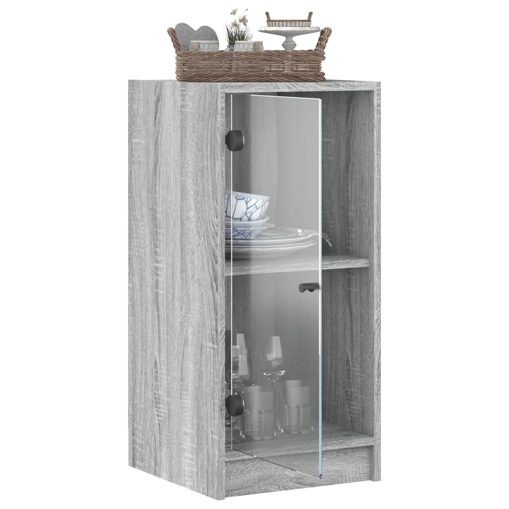 Mobile con Ante in Vetro Grigio Sonoma 35x37x75,5 cm 836404