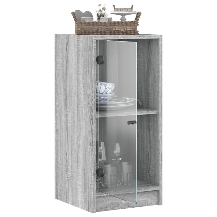 Mobile con Ante in Vetro Grigio Sonoma 35x37x75,5 cm 836404