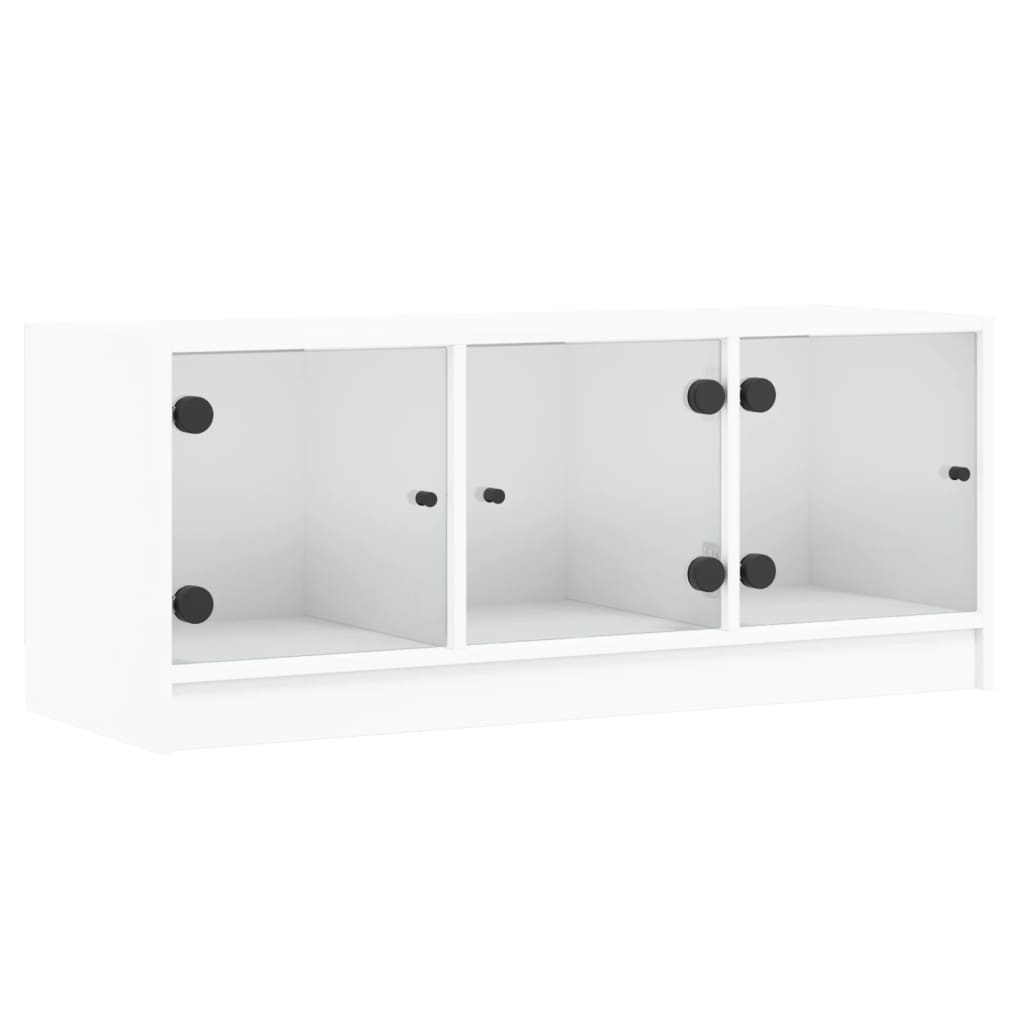 Mobile Porta TV con Ante-Mobile per TV-Credenza TV in Vetro Bianco 102x37x42 cm