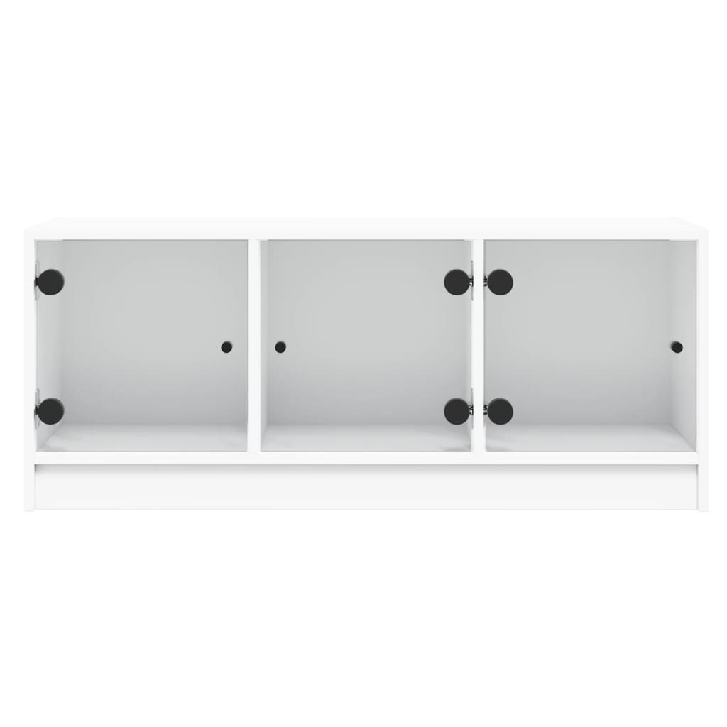 Mobile Porta TV con Ante-Mobile per TV-Credenza TV in Vetro Bianco 102x37x42 cm