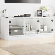 Mobile Porta TV con Ante-Mobile per TV-Credenza TV in Vetro Bianco 102x37x42 cm