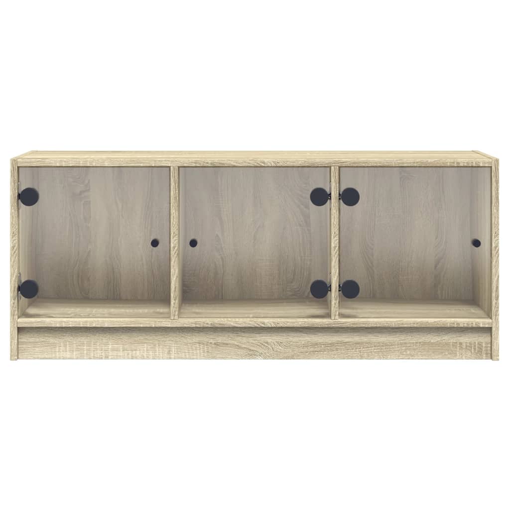 Mobile Porta TV con Ante-Mobile per TV-Credenza TV in Vetro Rovere Sonoma 102x37x42 cm 583586