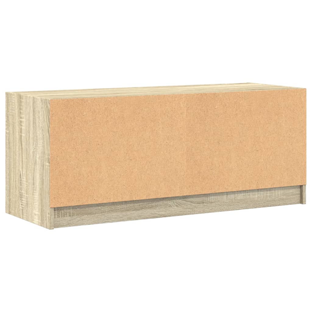 Mobile Porta TV con Ante-Mobile per TV-Credenza TV in Vetro Rovere Sonoma 102x37x42 cm 583586