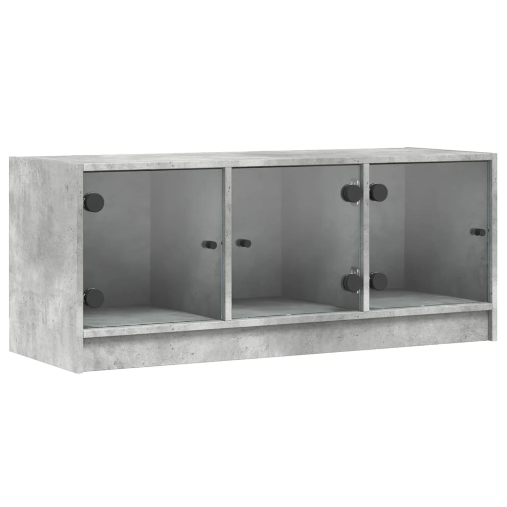Mobile Porta TV con Ante-Mobile per TV-Credenza TV in Vetro Grigio Cemento 102x37x42 cm 607788