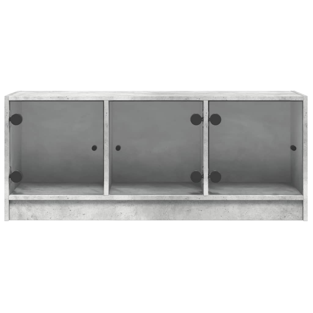Mobile Porta TV con Ante-Mobile per TV-Credenza TV in Vetro Grigio Cemento 102x37x42 cm 607788