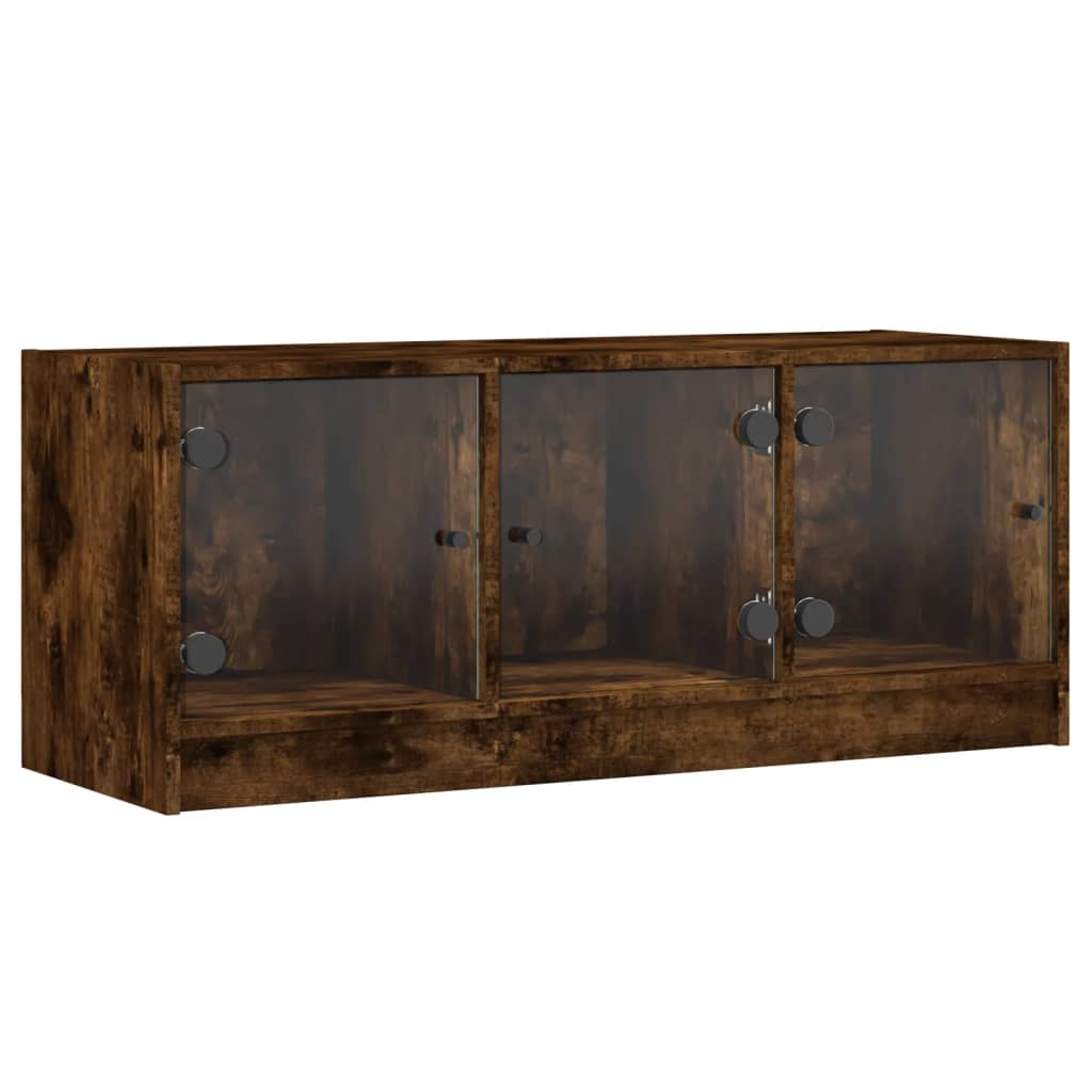 Mobile Porta TV con Ante-Mobile per TV-Credenza TV in Vetro Rovere Fumo 102x37x42 cm