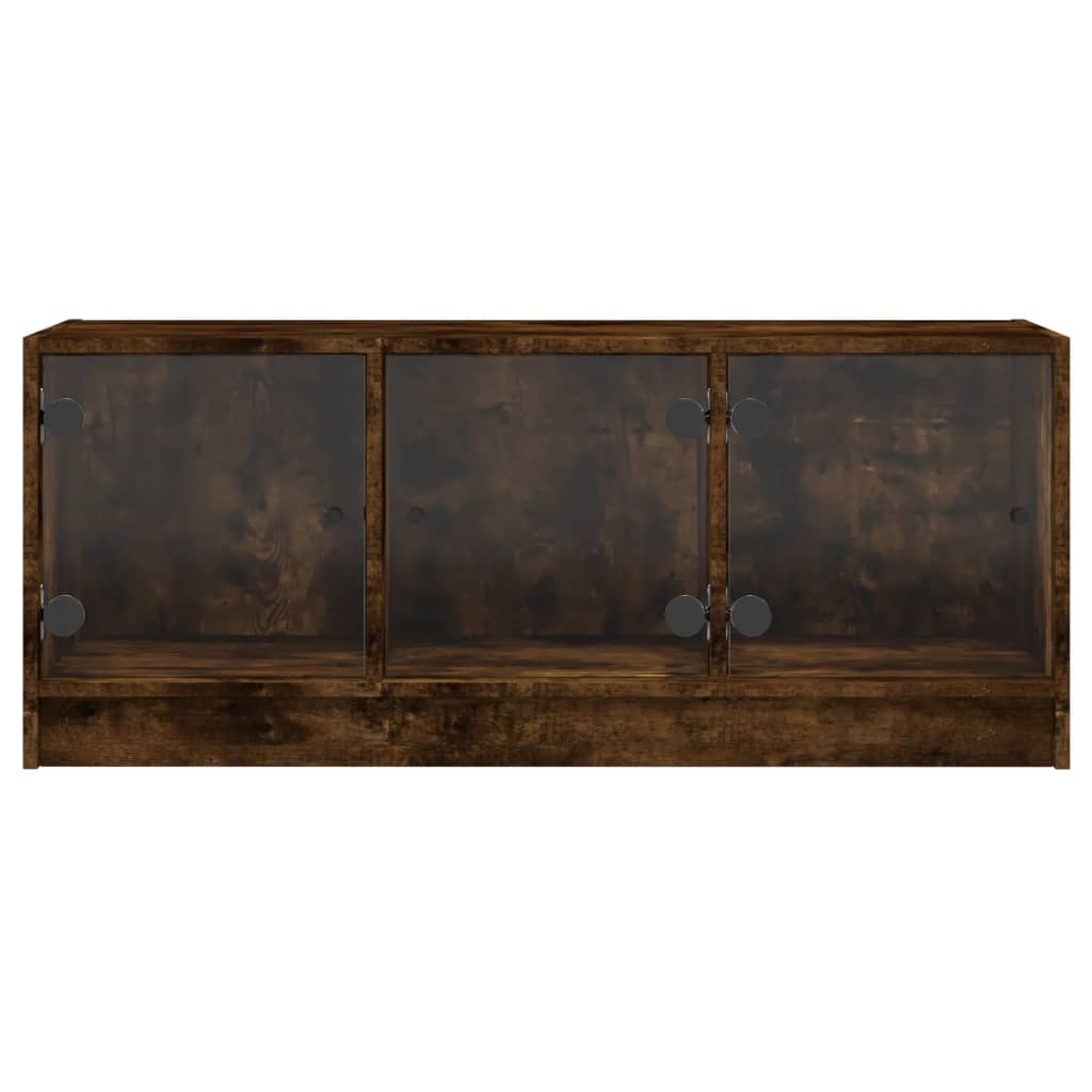 Mobile Porta TV con Ante-Mobile per TV-Credenza TV in Vetro Rovere Fumo 102x37x42 cm