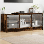 Mobile Porta TV con Ante-Mobile per TV-Credenza TV in Vetro Rovere Fumo 102x37x42 cm