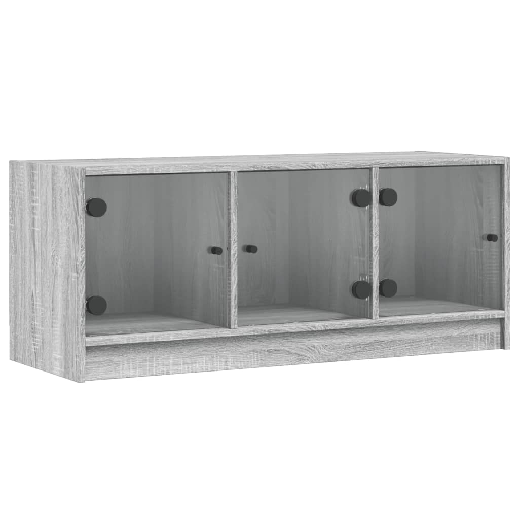 Mobile Porta TV con Ante-Mobile per TV-Credenza TV in Vetro Grigio Sonoma 102x37x42 cm