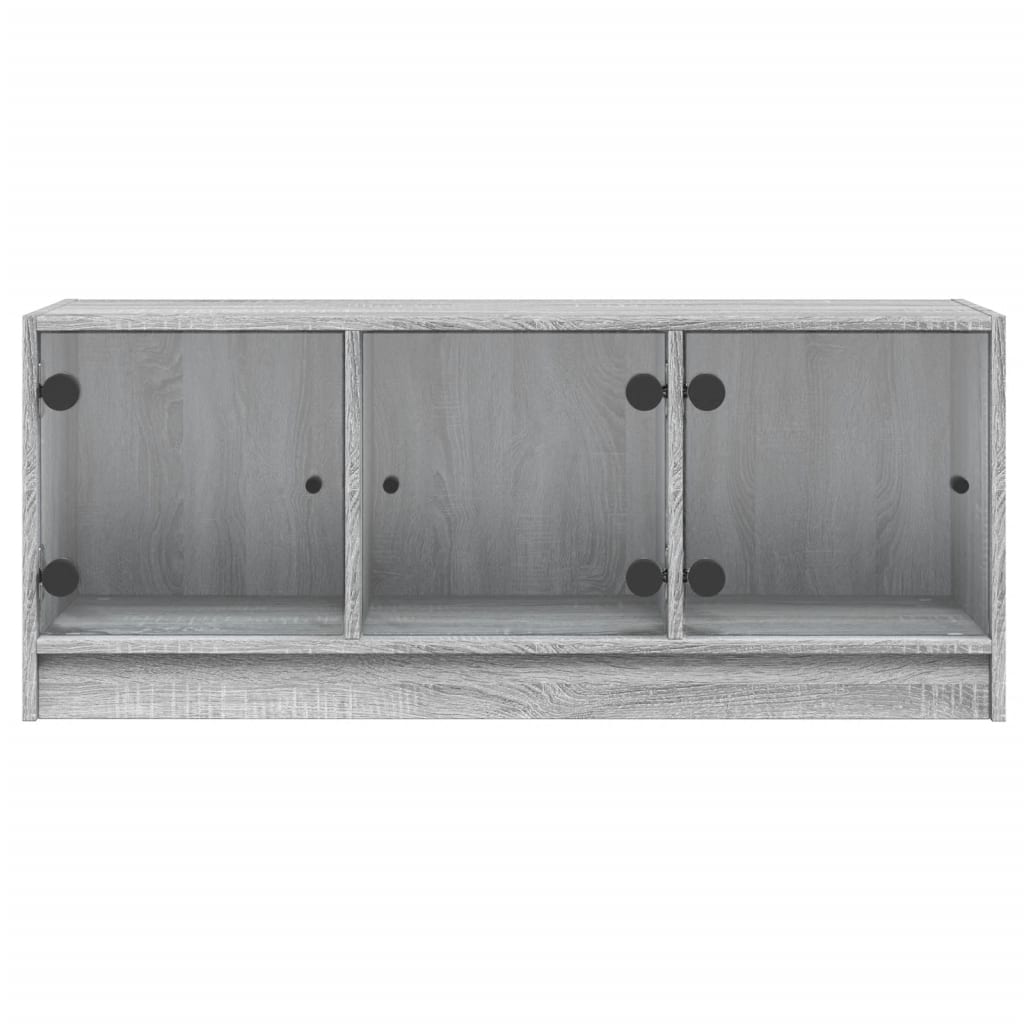 Mobile Porta TV con Ante-Mobile per TV-Credenza TV in Vetro Grigio Sonoma 102x37x42 cm