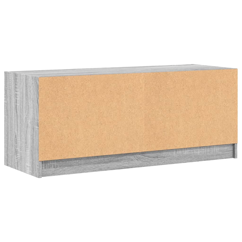 Mobile Porta TV con Ante-Mobile per TV-Credenza TV in Vetro Grigio Sonoma 102x37x42 cm