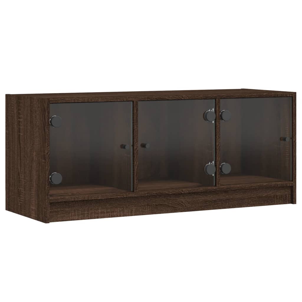 Mobile Porta TV con Ante-Mobile per TV-Credenza TV in Vetro Rovere Marrone 102x37x42 cm 732507