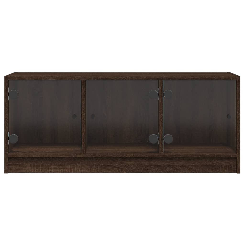 Mobile Porta TV con Ante-Mobile per TV-Credenza TV in Vetro Rovere Marrone 102x37x42 cm 732507