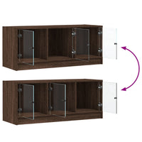 Mobile Porta TV con Ante in Vetro Rovere Marrone 102x37x42 cm 836412