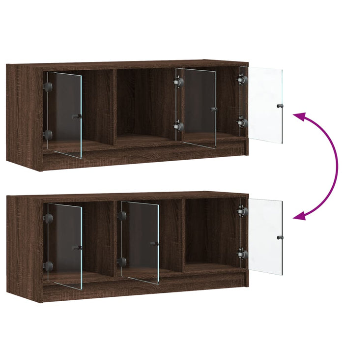 Mobile Porta TV con Ante in Vetro Rovere Marrone 102x37x42 cm 836412
