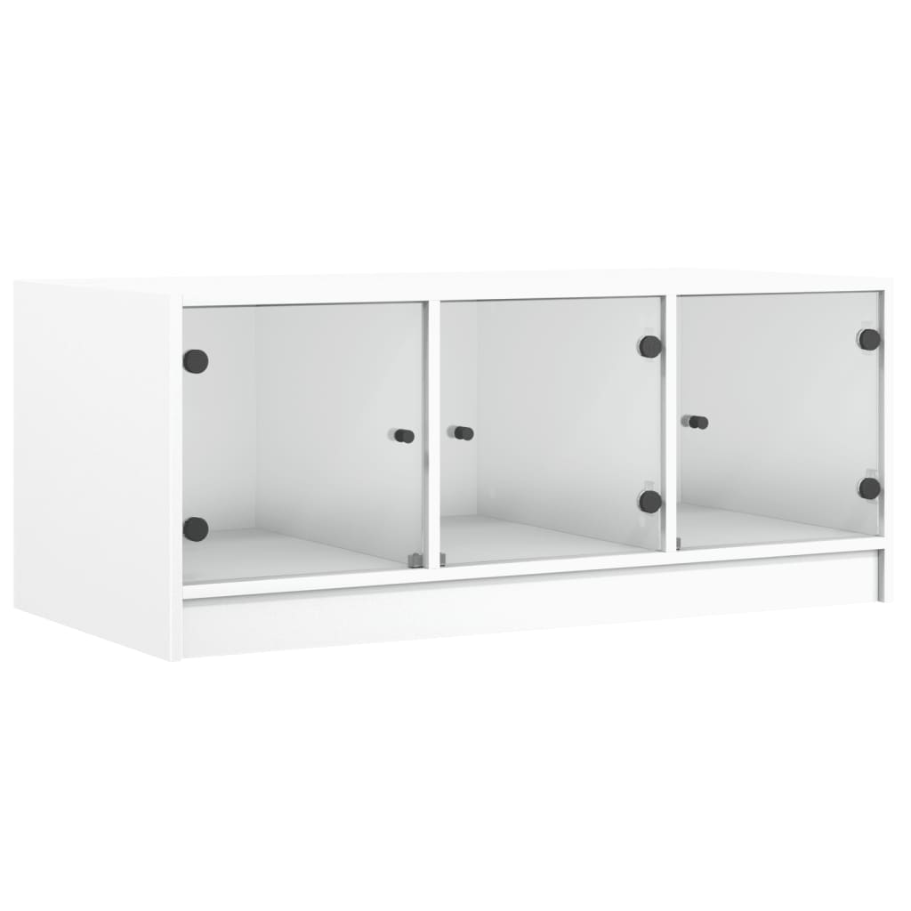 Tavolino da Salotto con Ante in Vetro Bianco 102x50x42 cm 836413