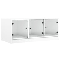 Tavolino da Salotto con Ante in Vetro Bianco 102x50x42 cmcod mxl 87135