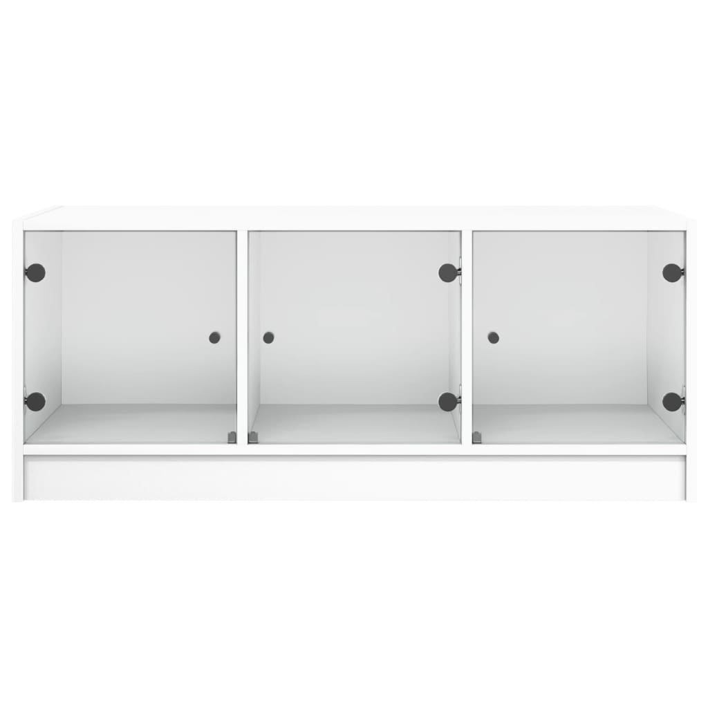 Tavolino da Salotto con Ante in Vetro Bianco 102x50x42 cm 836413