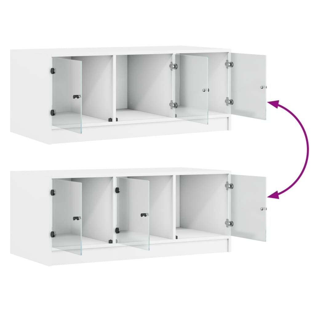 Tavolino da Salotto con Ante in Vetro Bianco 102x50x42 cm 836413