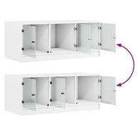 Tavolino da Salotto con Ante in Vetro Bianco 102x50x42 cm 836413