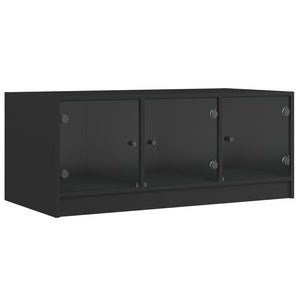 Tavolino da Salotto con Ante in Vetro Nero 102x50x42 cm 836414