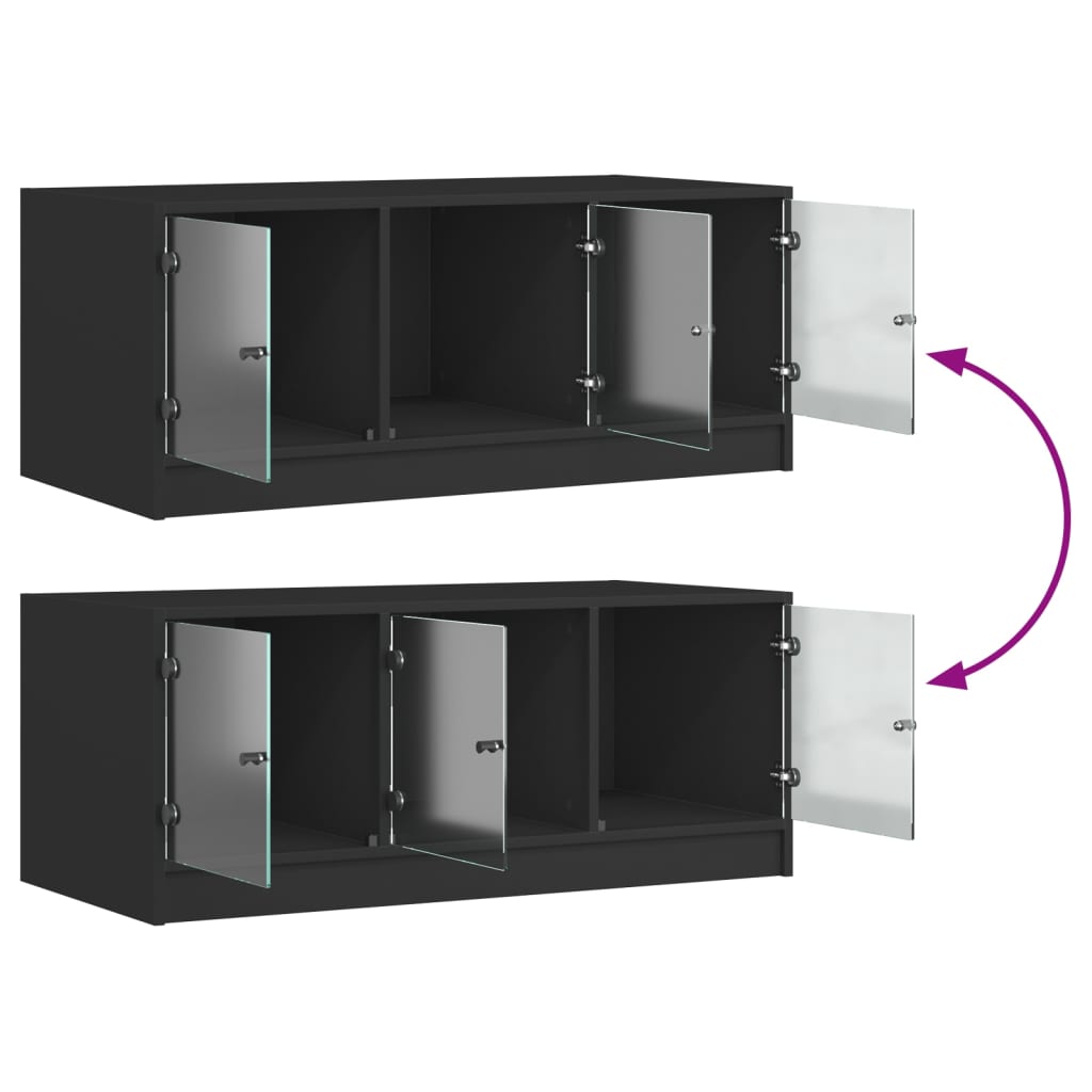 Tavolino da Salotto con Ante in Vetro Nero 102x50x42 cm 836414