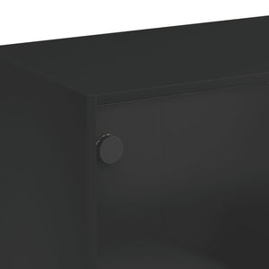 Tavolino da Salotto con Ante in Vetro Nero 102x50x42 cm 836414