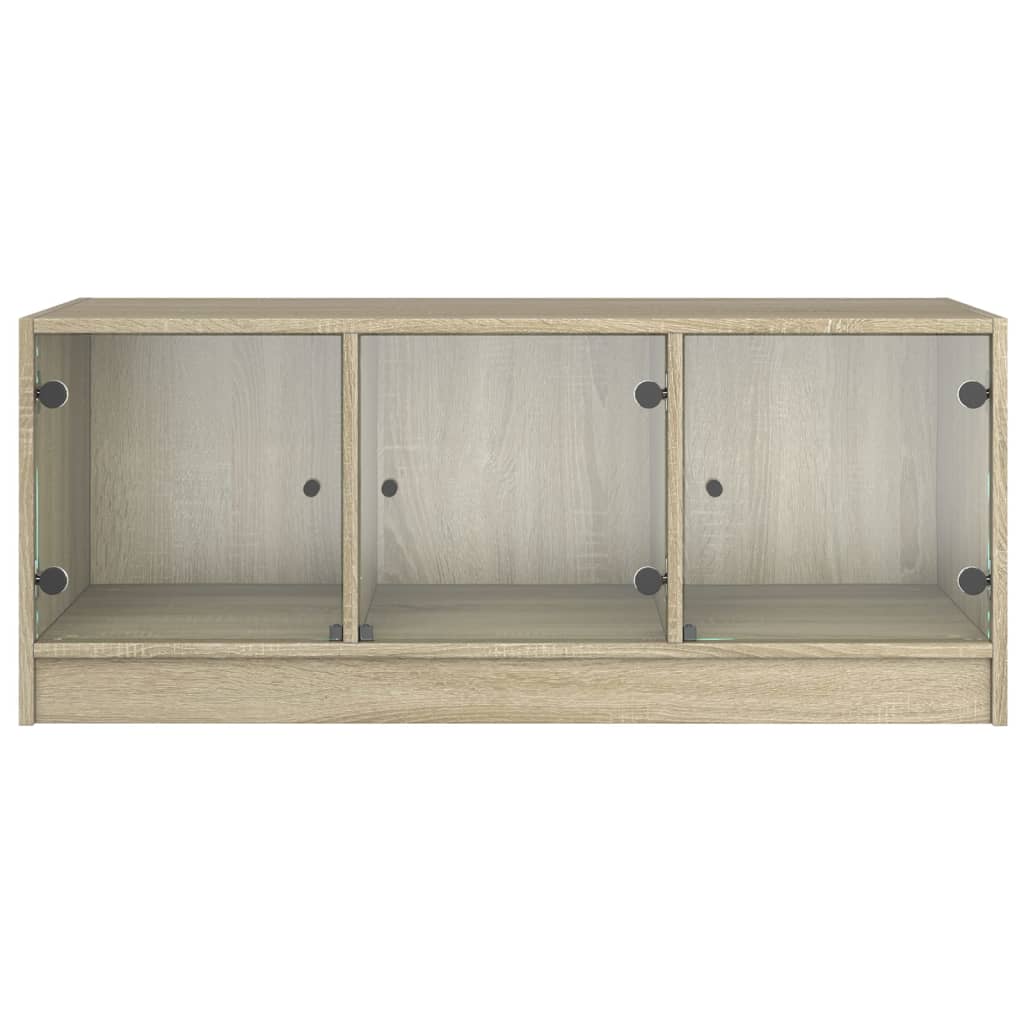 Tavolino da Salotto con Ante in Vetro Rovere Sonoma 102x50x42cm 836415
