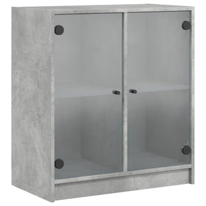 Mobile con Ante in Vetro Grigio Cemento 68x37x75,5 cm 836423