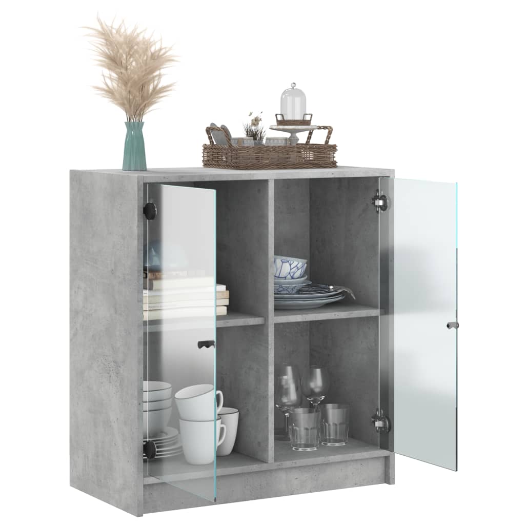 Mobile con Ante in Vetro Grigio Cemento 68x37x75,5 cm 836423