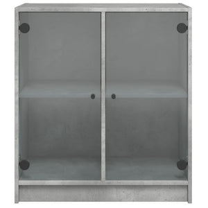 Mobile con Ante in Vetro Grigio Cemento 68x37x75,5 cm 836423