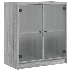 Mobile con Ante in Vetro Grigio Sonoma 68x37x75,5 cm 836425