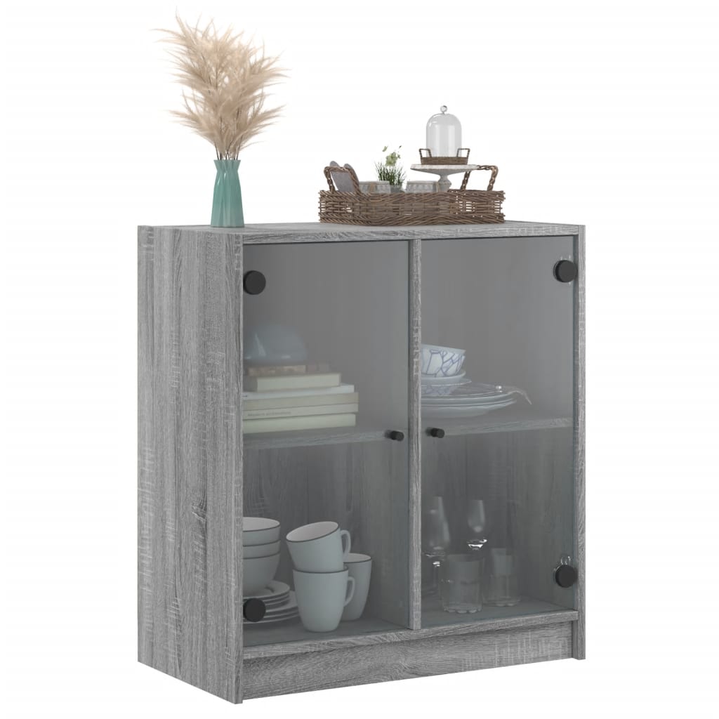 Mobile con Ante in Vetro Grigio Sonoma 68x37x75,5 cm 836425