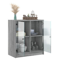 Mobile con Ante in Vetro Grigio Sonoma 68x37x75,5 cm 836425