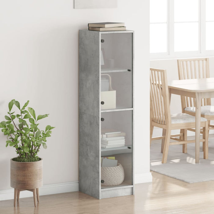 Credenza con Ante in Vetro Grigio Cemento 35x37x142 cm 836437