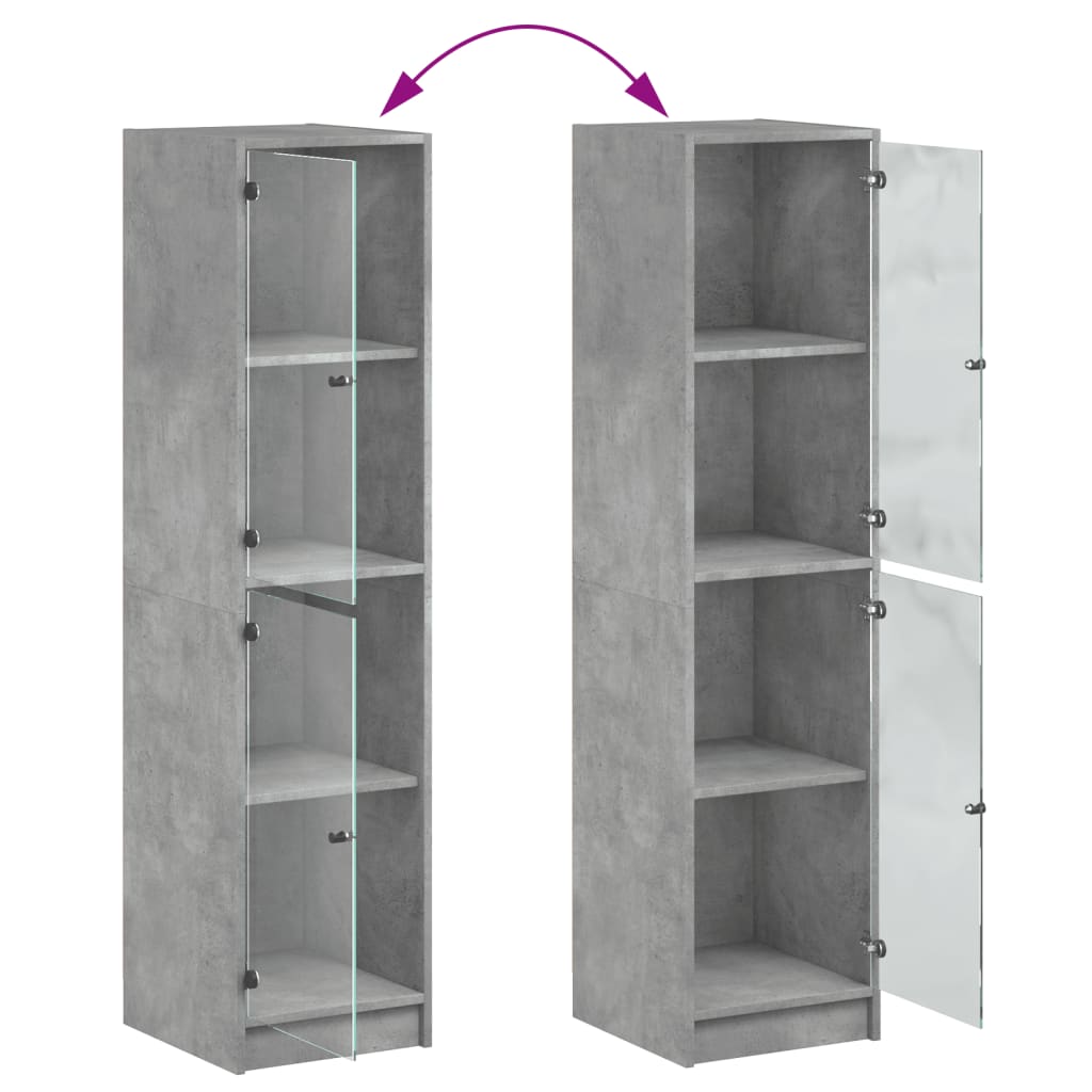 Credenza con Ante in Vetro Grigio Cemento 35x37x142 cm 836437