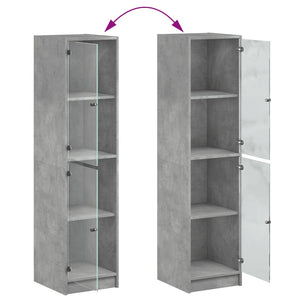 Credenza con Ante in Vetro Grigio Cemento 35x37x142 cm 836437