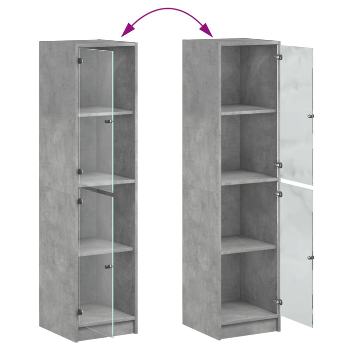 Credenza con Ante in Vetro Grigio Cemento 35x37x142 cm 836437