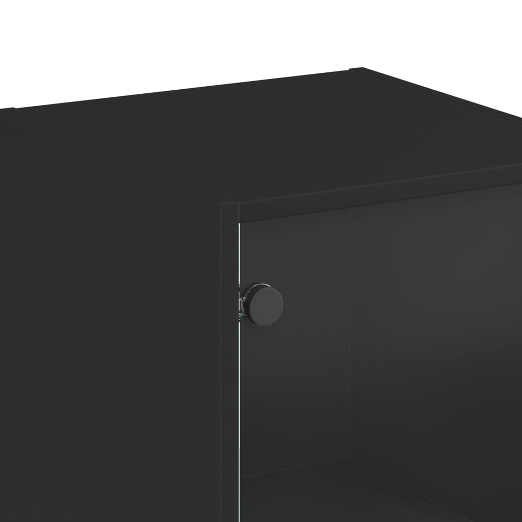 Credenza con Anta in Vetro Nera 35x37x142 cm 836442