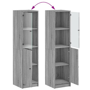 Credenza con Anta in Vetro Grigio Sonoma 35x37x142 cm 836446