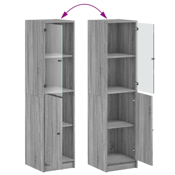 Credenza con Anta in Vetro Grigio Sonoma 35x37x142 cm 836446