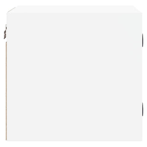 Comodini con Ante in Vetro 2pz-Set di 2 Tavolino da notte Bianco 35x37x35 cm