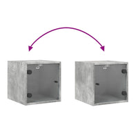 Comodino con Anta in Vetro Grigio Cemento 35x37x35 cm 836468