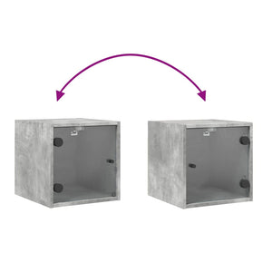 Comodino con Anta in Vetro Grigio Cemento 35x37x35 cm 836468