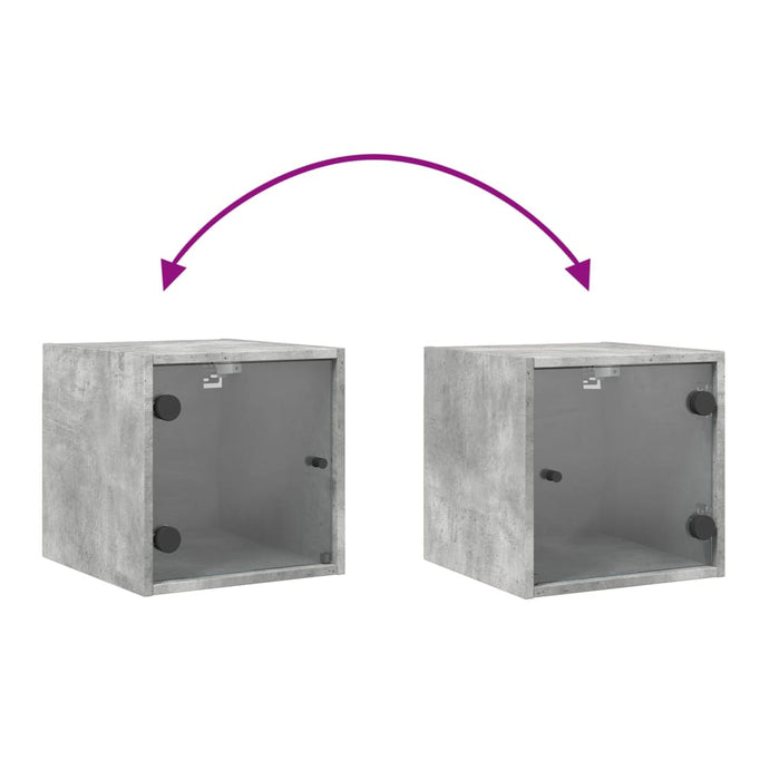 Comodino con Anta in Vetro Grigio Cemento 35x37x35 cm 836468