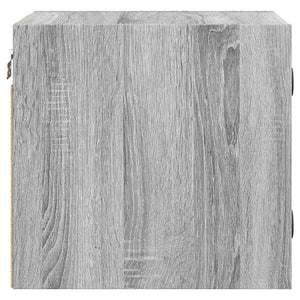 Comodino con Anta in Vetro-Tavolino da notte Grigio Sonoma 35x37x35 cm